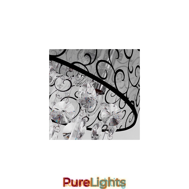 Designer Touch Decorative Modern Contemporary Drum Crystal Electroplated Metal Flush Mount