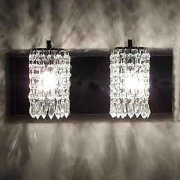 Designer Touch Decorative Modern Wall Light with Crystal Pendants and 2 Lights in Polished Chrome