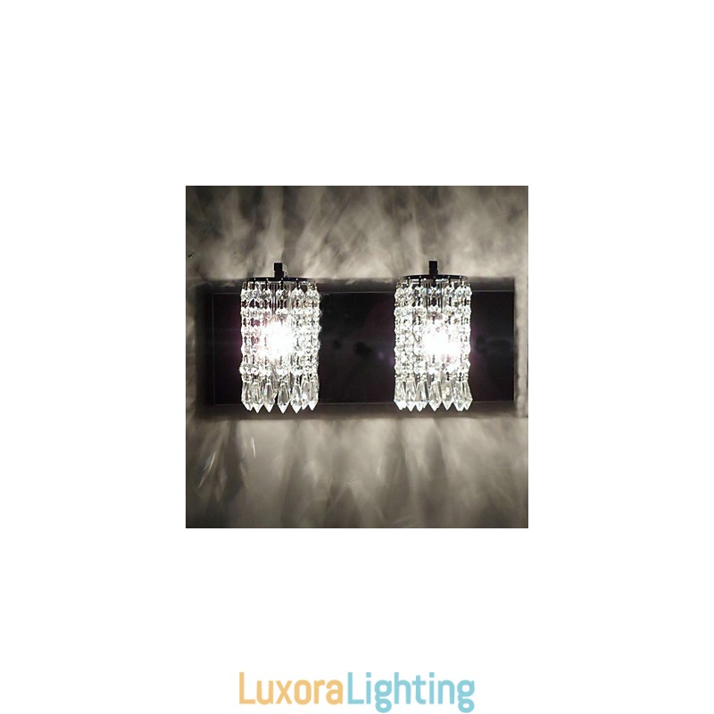 Designer Touch Decorative Modern Wall Light with Crystal Pendants and 2 Lights in Polished Chrome