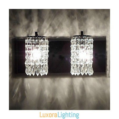 Designer Touch Decorative Modern Wall Light with Crystal Pendants and 2 Lights in Polished Chrome