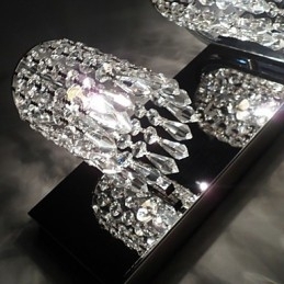Designer Touch Decorative Modern Wall Light with Crystal Pendants and 2 Lights in Polished Chrome