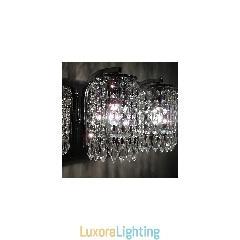 Designer Touch Decorative Modern Wall Light with Crystal Pendants and 2 Lights in Polished Chrome