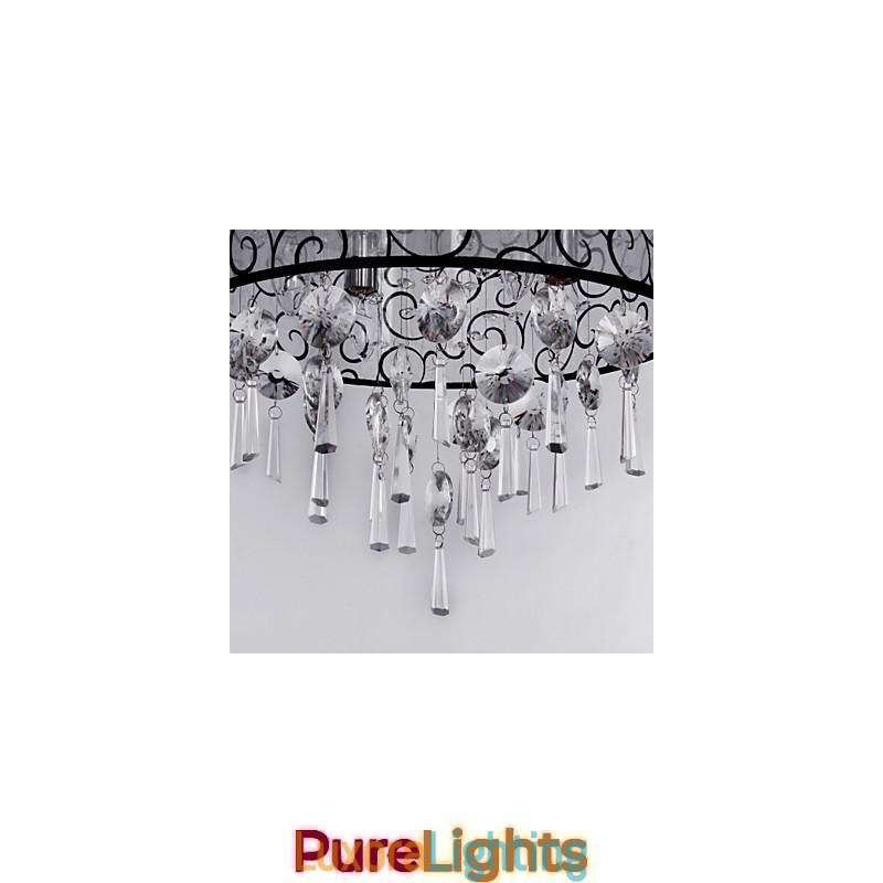 Designer Touch Decorative Modern Contemporary Drum Crystal Electroplated Metal Flush Mount