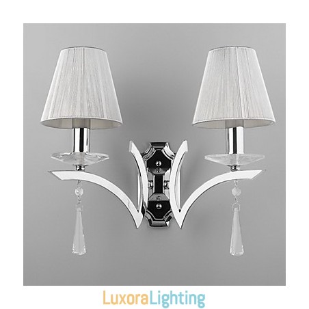 Designer Touch Decorative Elegant Wall Light with 2 Lights Crystal Drops Decorated