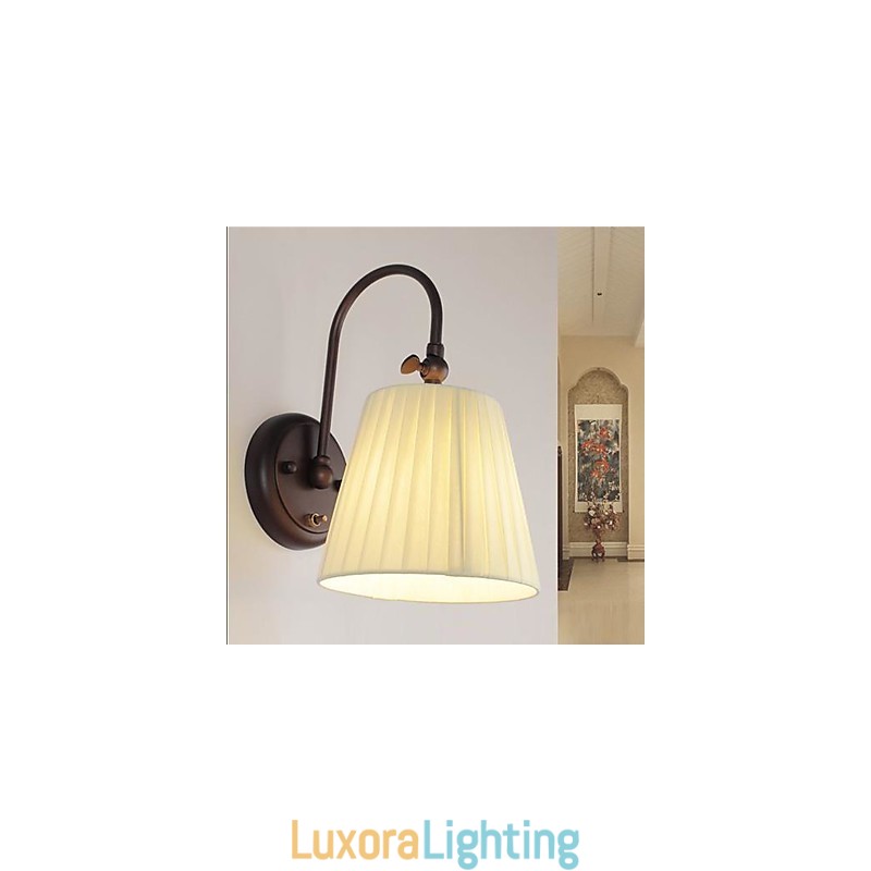 Designer Touch Decorative Iron Wall Lamp with Fabric Shade in 1 Light