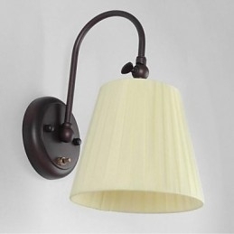 Designer Touch Decorative Iron Wall Lamp with Fabric Shade in 1 Light