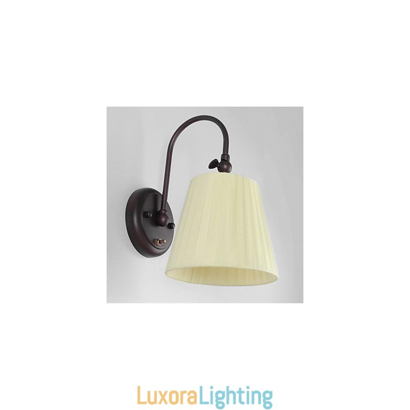 Designer Touch Decorative Iron Wall Lamp with Fabric Shade in 1 Light