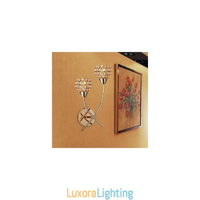 Designer Touch Decorative Crystal Golden Wall Light In 2 Light
