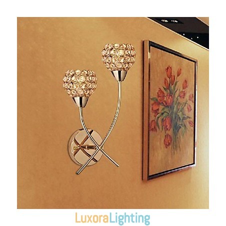 Designer Touch Decorative Crystal Golden Wall Light In 2 Light