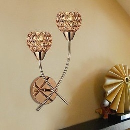 Designer Touch Decorative Crystal Golden Wall Light In 2 Light