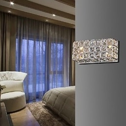 Designer Touch Decorative Crystal Square Wall Light In Electroplating Process