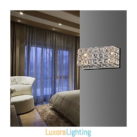 Designer Touch Decorative Crystal Square Wall Light In Electroplating Process