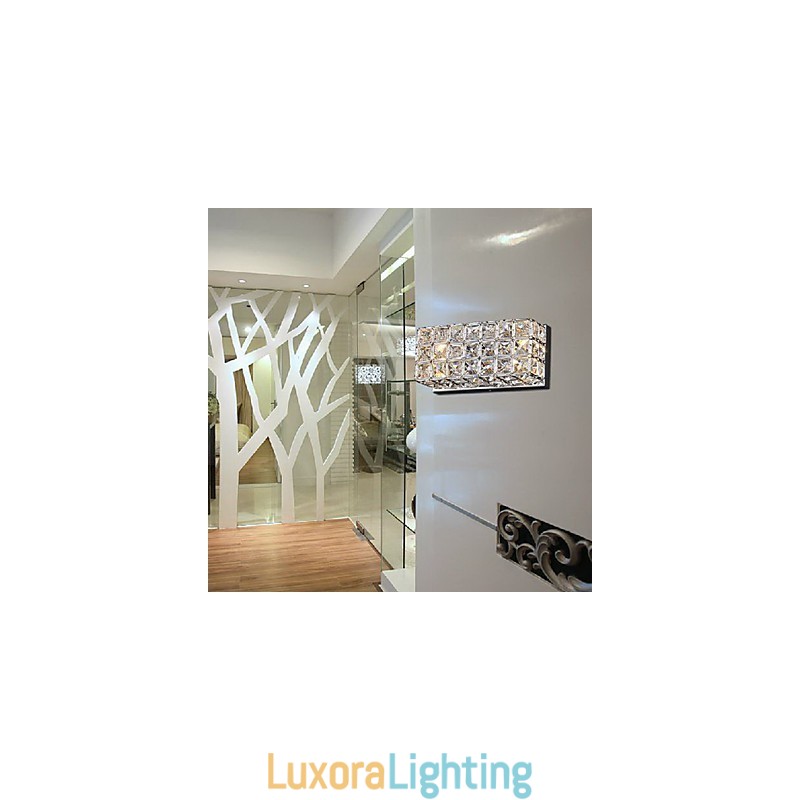 Designer Touch Decorative Crystal Square Wall Light In Electroplating Process