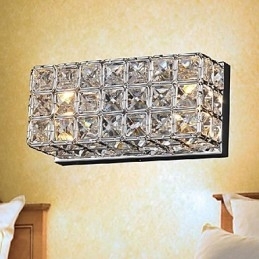 Designer Touch Decorative Crystal Square Wall Light In Electroplating Process