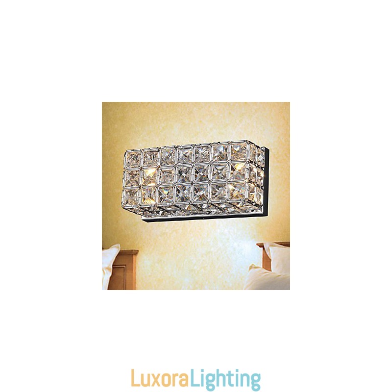Designer Touch Decorative Crystal Square Wall Light In Electroplating Process
