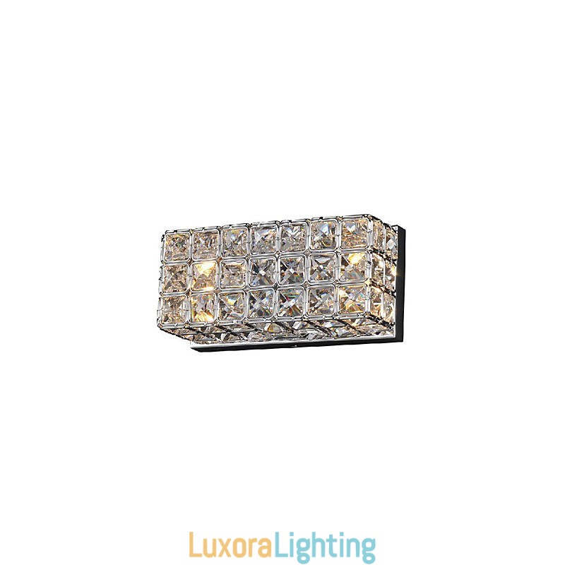 Designer Touch Decorative Crystal Square Wall Light In Electroplating Process