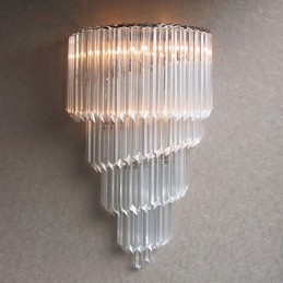 Designer Touch Decorative Chrome Finish Wall Light with Crystal Glass Strips and 3 Lights
