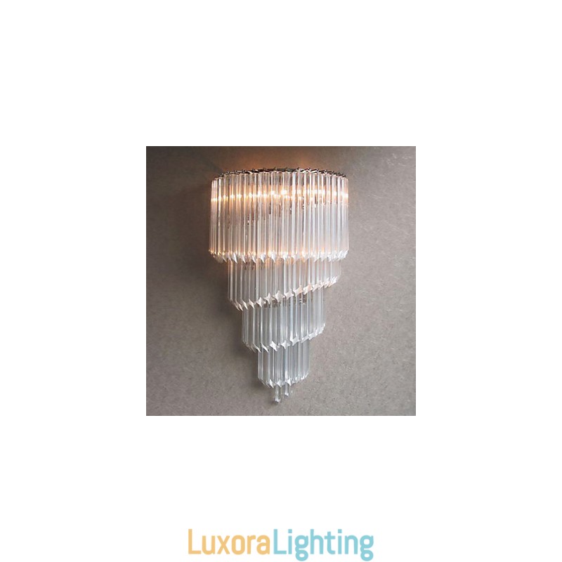 Designer Touch Decorative Chrome Finish Wall Light with Crystal Glass Strips and 3 Lights