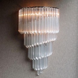 Designer Touch Decorative Chrome Finish Wall Light with Crystal Glass Strips and 3 Lights