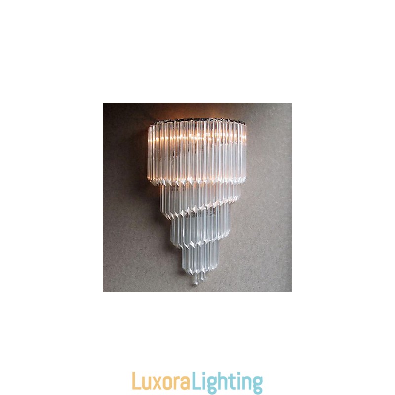 Designer Touch Decorative Chrome Finish Wall Light with Crystal Glass Strips and 3 Lights