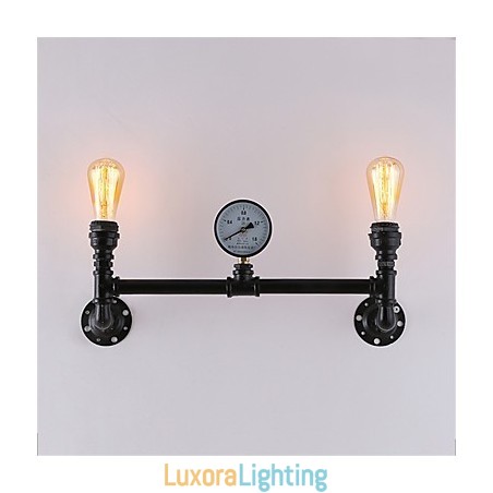 Designer Touch Decorative 2 Heads Vintage Industrial Pipe Wall Lights Black Creative Lights Restaurant Cafe Bar Decoration lighting