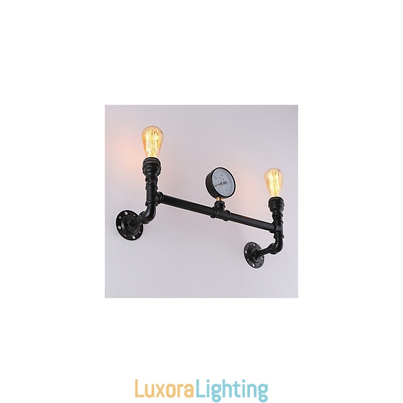 Designer Touch Decorative 2 Heads Vintage Industrial Pipe Wall Lights Black Creative Lights Restaurant Cafe Bar Decoration lighting