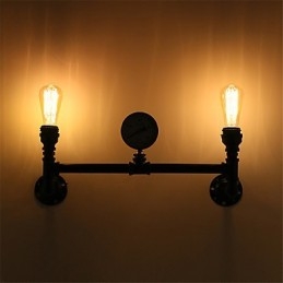 Designer Touch Decorative 2 Heads Vintage Industrial Pipe Wall Lights Black Creative Lights Restaurant Cafe Bar Decoration lighting