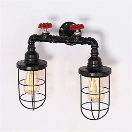 Designer Touch Decorative Vintage Industrial Pipe Wall Lights Black Creative Lights Restaurant Cafe Bar Decoration lighting With 2 Light Painted Finish