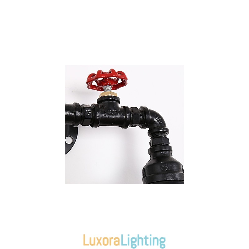 Designer Touch Decorative Vintage Industrial Pipe Wall Lights Black Creative Lights Restaurant Cafe Bar Decoration lighting With 2 Light Painted Finish