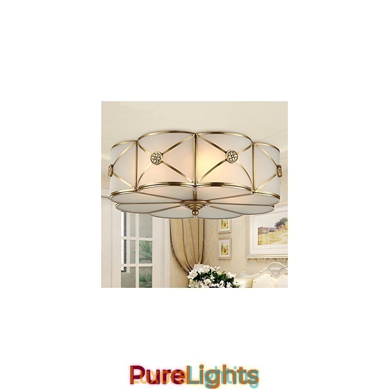 Designer Touch Decorative Traditional Classic Rustic Lodge Brass Metal Flush Mount