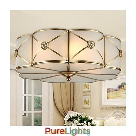 Designer Touch Decorative Traditional Classic Rustic Lodge Brass Metal Flush Mount