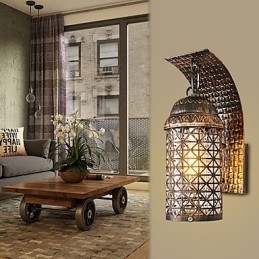 Designer Touch Decorative Rustic Lodge Painting Feature for Mini Style Uplight Wall Sconces Wall Light