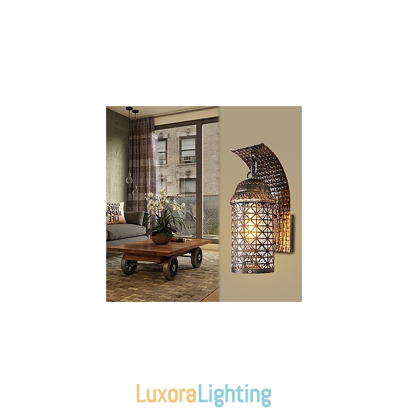 Designer Touch Decorative Rustic Lodge Painting Feature for Mini Style Uplight Wall Sconces Wall Light