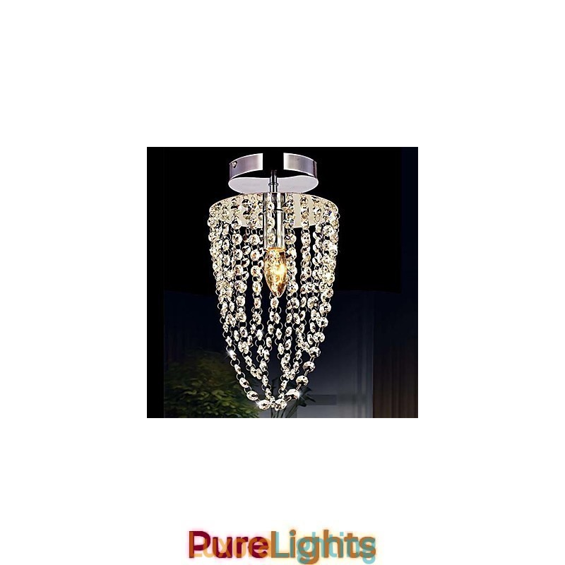 Designer Touch Decorative 1 Light Chrome Modern K9 Transparent Crystal Chandelier with 1 Bulb