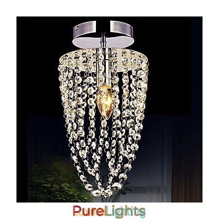 Designer Touch Decorative 1 Light Chrome Modern K9 Transparent Crystal Chandelier with 1 Bulb