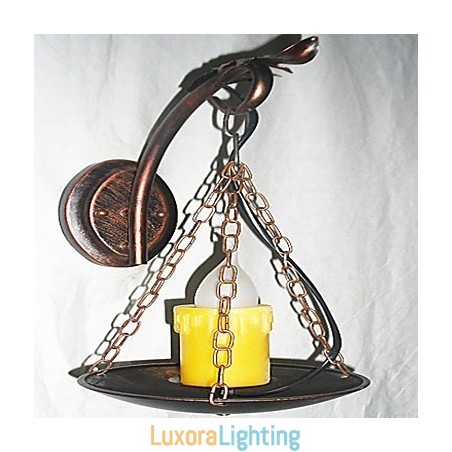 Designer Touch Decorative Rustic Lodge Painting Feature for Mini Style Uplight Wall Sconces Wall Light