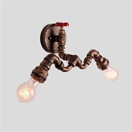 Designer Touch Decorative Vintage Industrial Pipe Wall Lights Creative Lights Restaurant Cafe Bar Decoration lighting With 2 Light Painted Finish