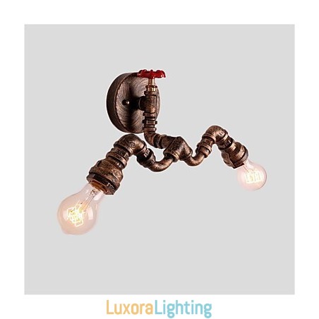 Designer Touch Decorative Vintage Industrial Pipe Wall Lights Creative Lights Restaurant Cafe Bar Decoration lighting With 2 Light Painted Finish