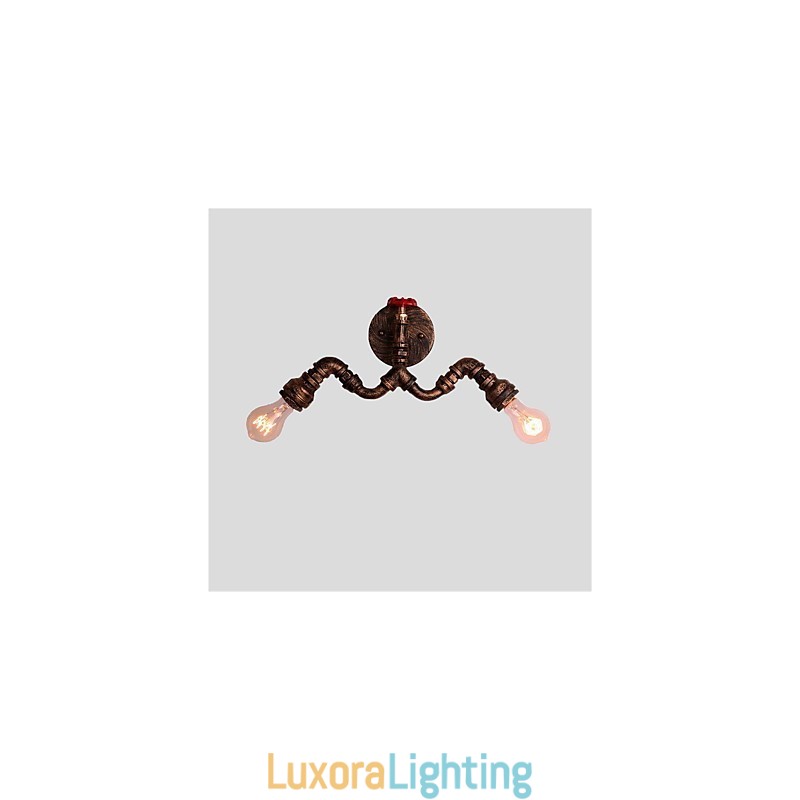 Designer Touch Decorative Vintage Industrial Pipe Wall Lights Creative Lights Restaurant Cafe Bar Decoration lighting With 2 Light Painted Finish