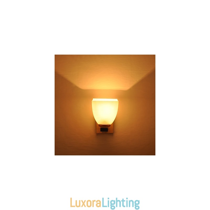 Designer Touch Decorative Simple Wall Lamp Bedside Desk Lamp With Glass Shade and Solid Wood for Bedroom Dresser Living Room Baby Room College Dorm Coffee Table Bookcas