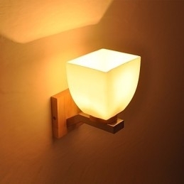 Designer Touch Decorative Simple Wall Lamp Bedside Desk Lamp With Glass Shade and Solid Wood for Bedroom Dresser Living Room Baby Room College Dorm Coffee Table Bookcas
