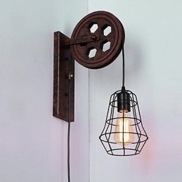Designer Touch Decorative Industrial Retro Iron Wall Lamp Creative Personality Lift Pulley Wall Lamp