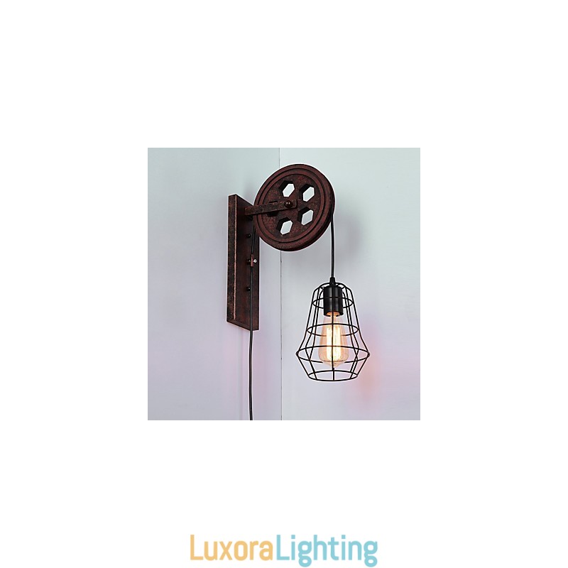Designer Touch Decorative Industrial Retro Iron Wall Lamp Creative Personality Lift Pulley Wall Lamp