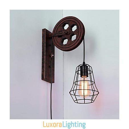 Designer Touch Decorative Industrial Retro Iron Wall Lamp Creative Personality Lift Pulley Wall Lamp