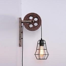 Designer Touch Decorative Industrial Retro Iron Wall Lamp Creative Personality Lift Pulley Wall Lamp