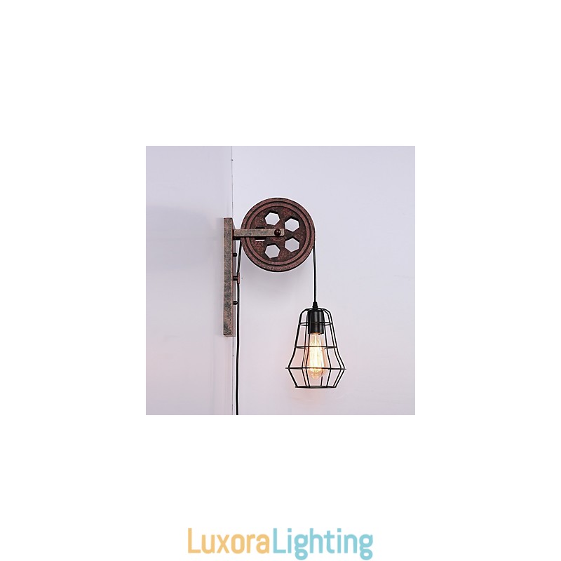 Designer Touch Decorative Industrial Retro Iron Wall Lamp Creative Personality Lift Pulley Wall Lamp