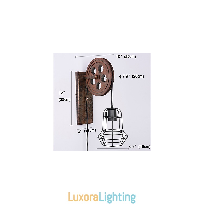 Designer Touch Decorative Industrial Retro Iron Wall Lamp Creative Personality Lift Pulley Wall Lamp