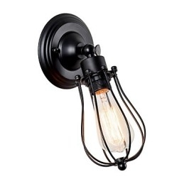 Designer Touch Decorative Vintage Wall Light Industrial Wall Sconce Black Metal Wire Caged Wall Light