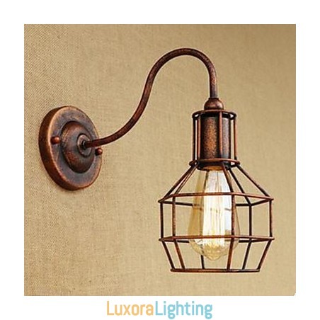 Designer Touch Decorative Iron Art Long Arm Nostalgic And Retro Creative Character Rust Color Study Sitting Room Head Of The American Wall Lamp