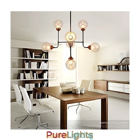 Designer Touch Decorative Modern Creative Wrought Iron Chandelier Restoring Ancient Ways Glass Ball Molecular Magic Beans Droplight